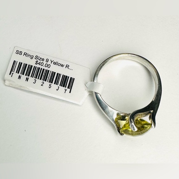 NEW!! Sterling Silver SIZE 9 Ring Yellow Stone - Picture 4 of 5